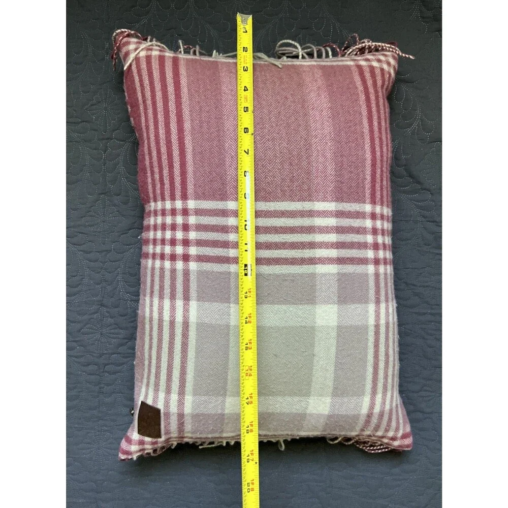 Ugg Charger Plaid Pillow 100% Wool 22”x 15” Home Accent Decor Comfort Farmhouse